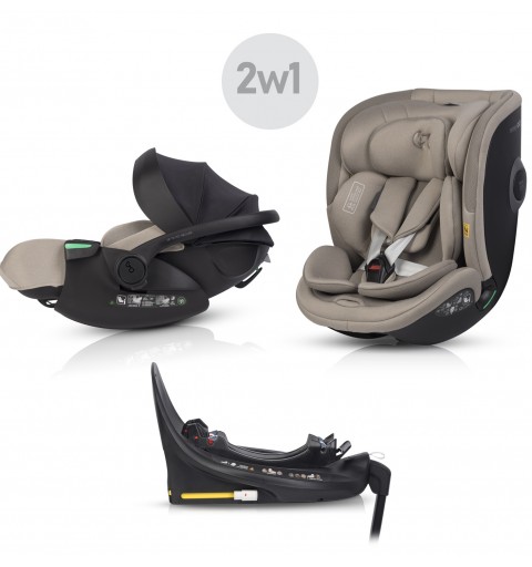 EasyGo Buz XTD Pro, Buz Pro Body - zestaw 2w1 fotelików samochodowych z bazą 0-36 kg | Taupe